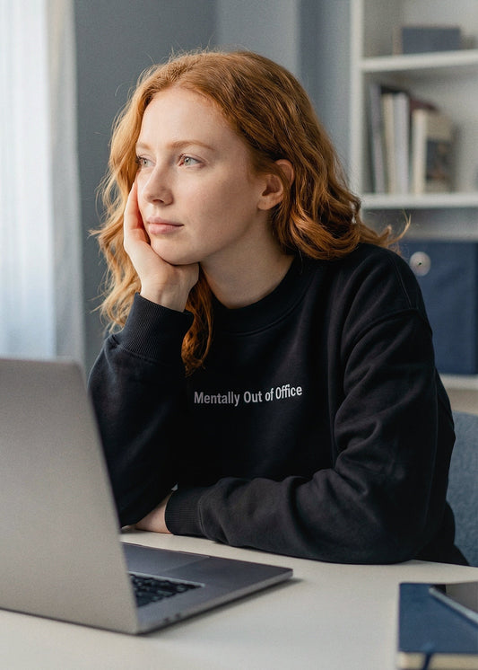 Mentally Out of Office Embroidery Sweatshirt