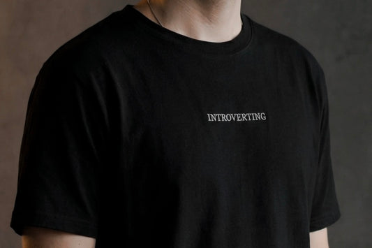 Introverting Embroidered Tee - 100% Cotton Comfy Statement Shirt